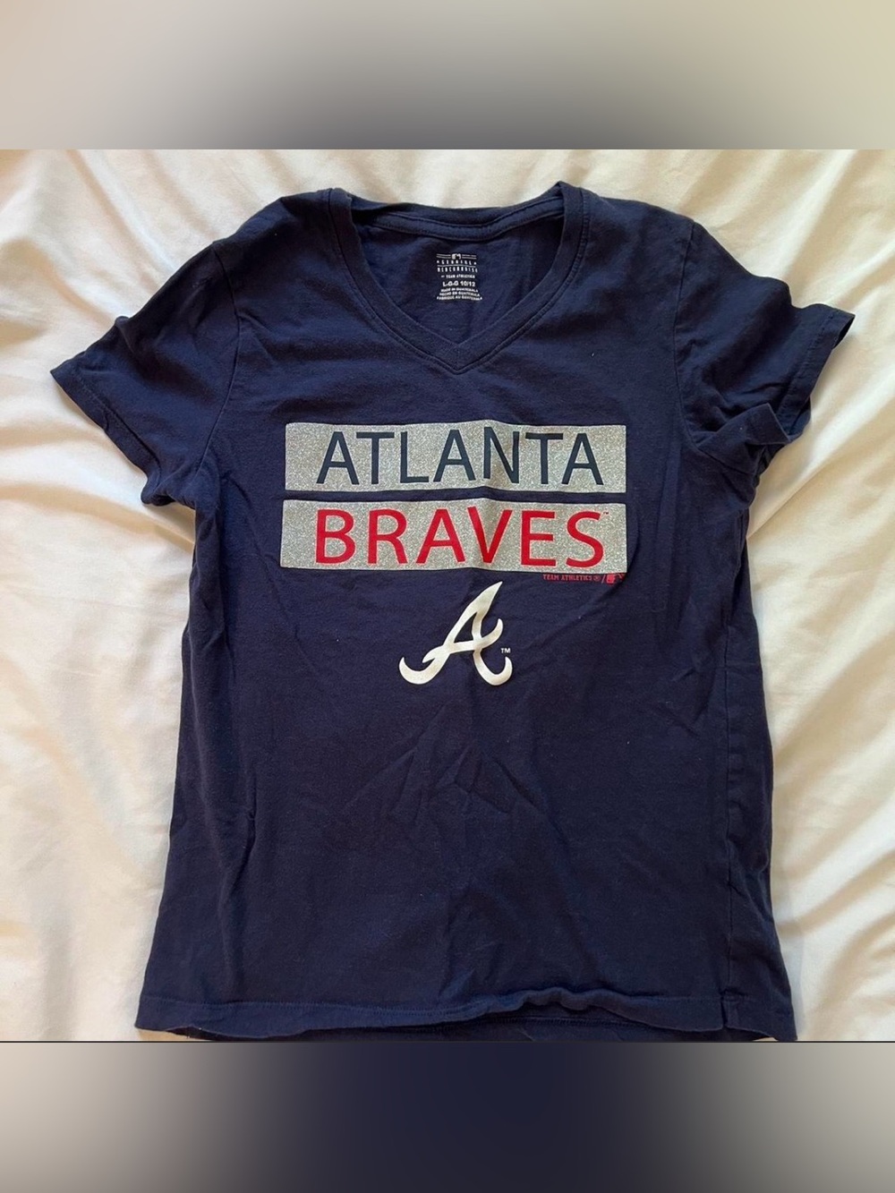Atlanta Braves Girl’s Navy V‑Neck T‑Shirt